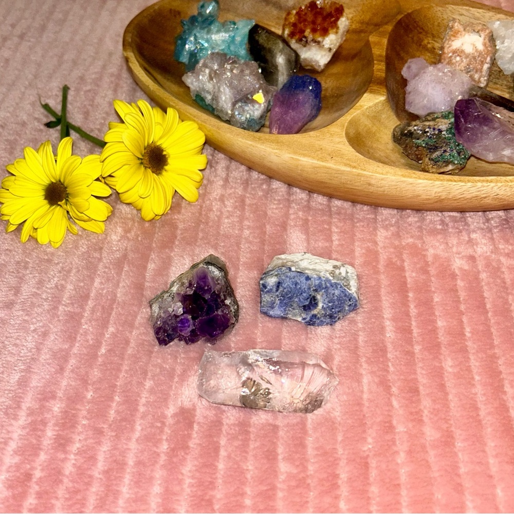 Crystal Magnets Set of 3 - Raw Amethyst, Quartz & Sodalite